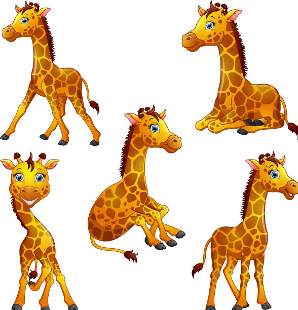 长颈鹿卡通套装图片下载