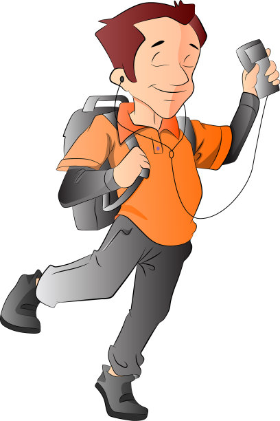 带着背包和音乐播放器的男人图片下载