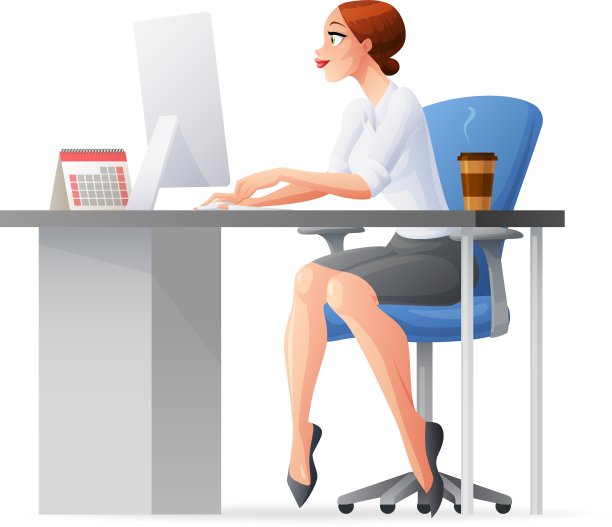 商务女性在办公室用桌面工作图片下载