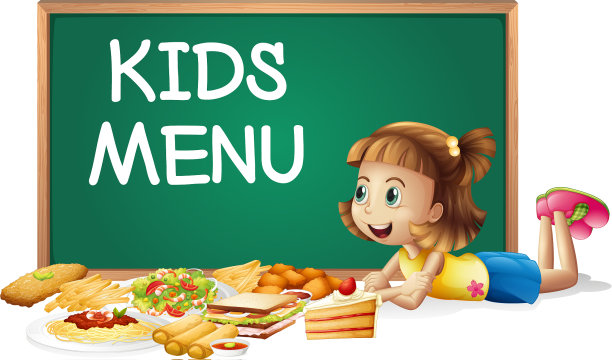 不同种类的食物和小女孩图片下载