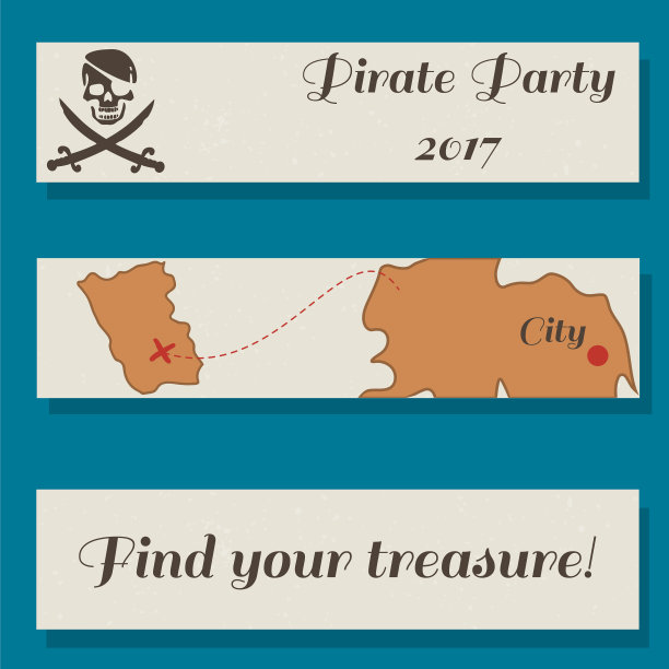 一套与海盗党传单模板图片下载