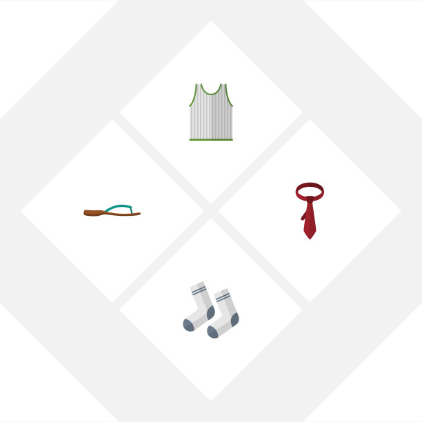 扁平风格服装纺织品背心图标集图片下载