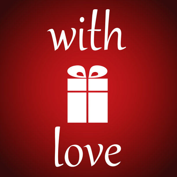 礼盒与蝴蝶结和爱在红色图片下载