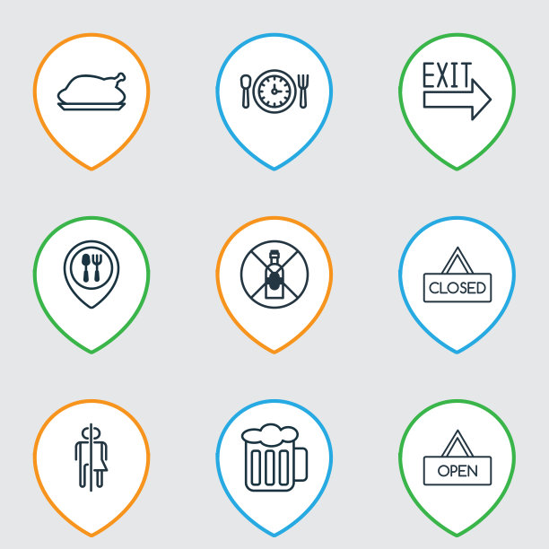 一套9食物图标包括没有饮水板图片下载