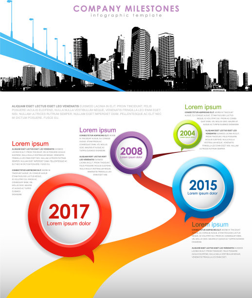 信息图表公司里程碑时间轴模板图片下载