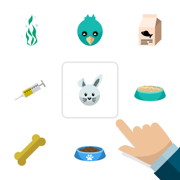 扁平图标宠物鱼营养海藻套图片下载