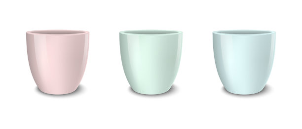 现实的空花盆设置蜡笔图片下载