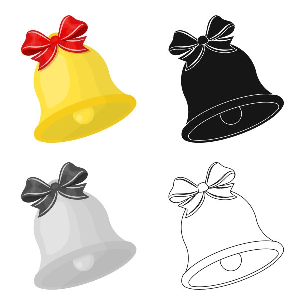 圣诞钟单图标在卡通黑扁图片下载