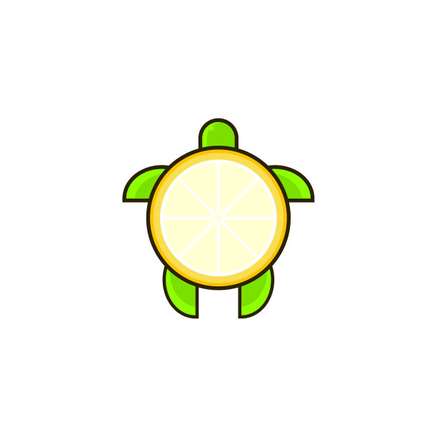 龟和柠檬组合标志模板图片下载