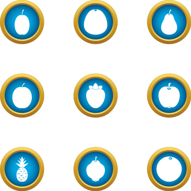 水果繁荣图标设置扁平风格图片下载