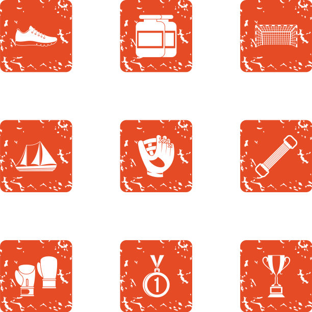 室内运动图标设置垃圾摇滚风格图片下载