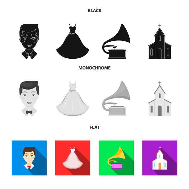 婚礼礼服，新郎留声机教堂婚礼图片下载