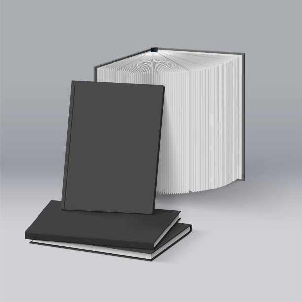 堆栈的空白黑书模型模板图片下载