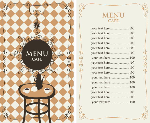 咖啡馆的菜单，价格表和服务餐桌图片下载