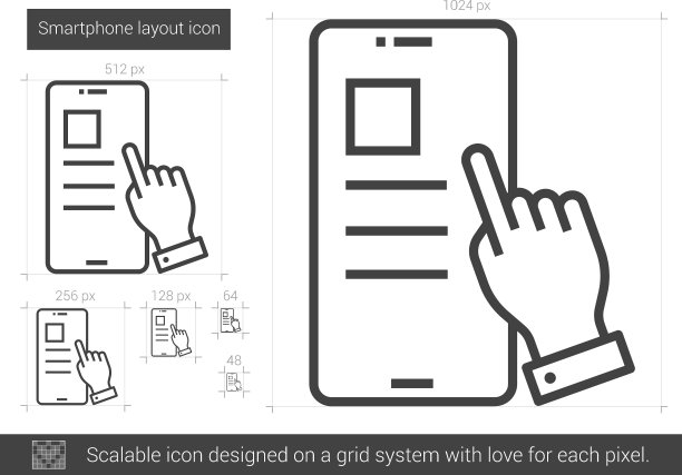 智能手机布局线图标图片下载