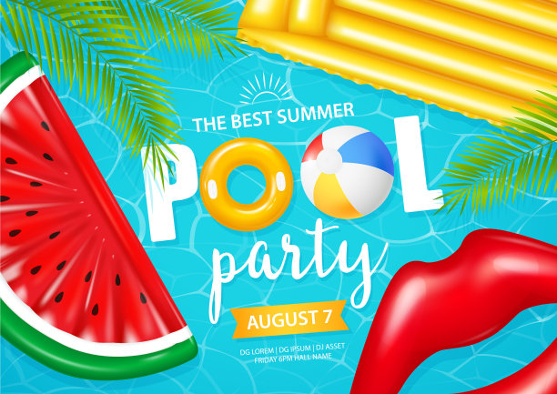 逼真的充气泳池海报图片下载