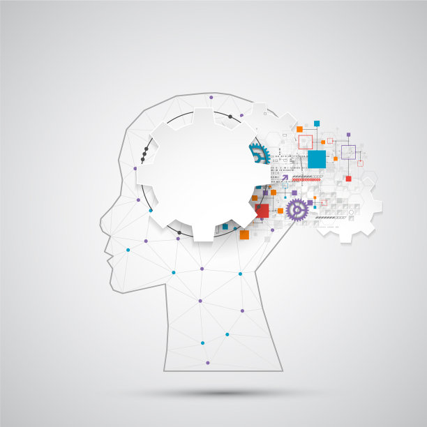 创意脑的概念背景与三角形图片下载