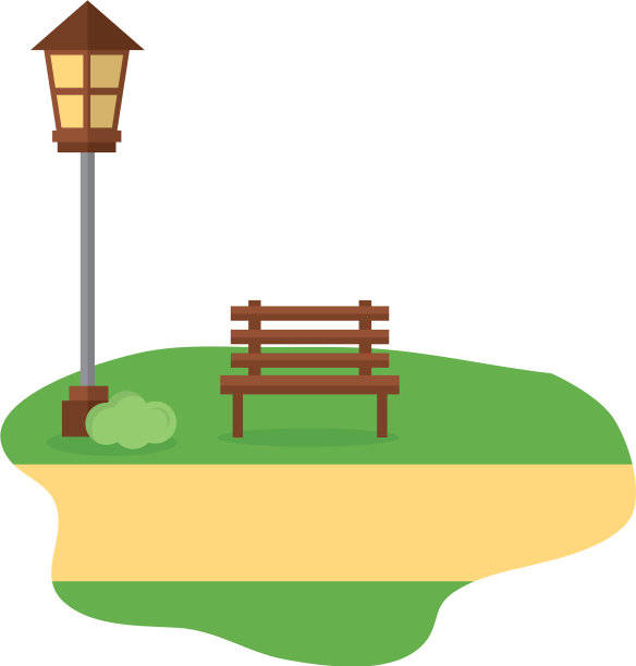 椅子公园与灯孤立的图标图片下载