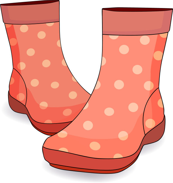 红色橡胶女靴与波尔卡点在一个图片下载