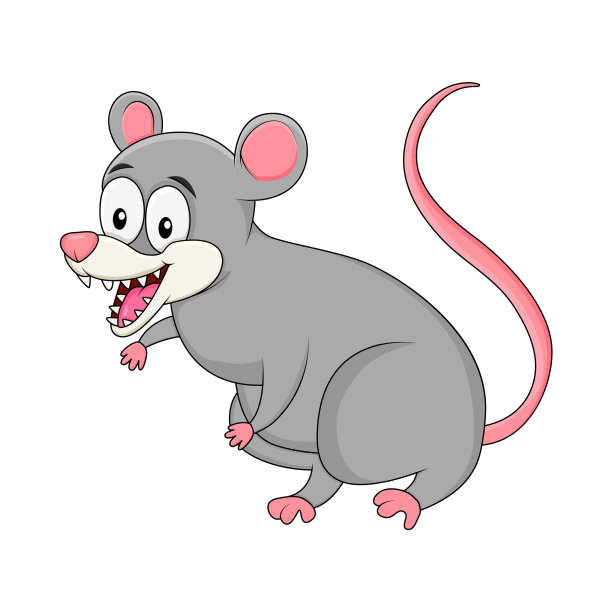 卡通负鼠啮齿动物隔离上白色图片下载