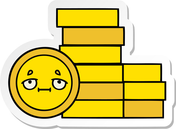 贴纸的一个可爱的卡通硬币图片下载