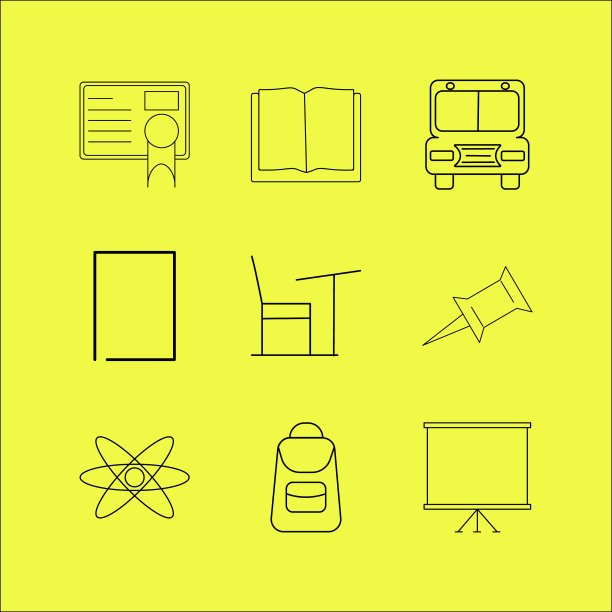 教育线性图标设置简单的轮廓图标图片下载