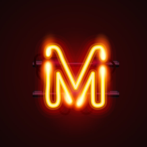 霓虹字体字母m艺术设计板图片下载