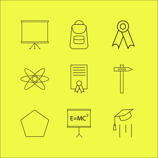 教育线性图标设置简单的轮廓图标图片下载