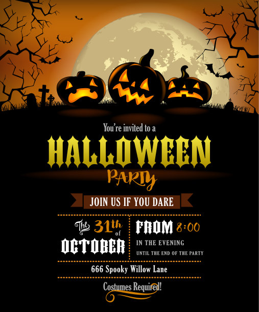 万圣节派对邀请与可怕的南瓜图片下载