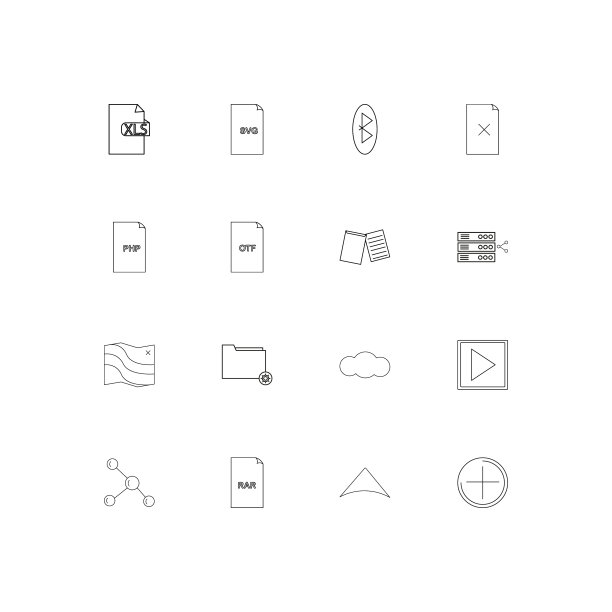 文件和文件夹签名线性瘦图标集图片下载