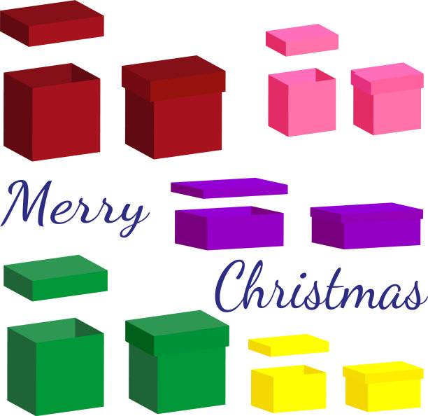 一套逼真的盒盖礼物图片下载