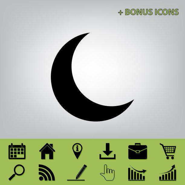 月亮标志黑色图标在灰色图片下载