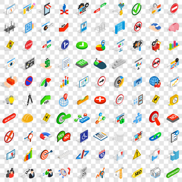 100个决策图标设置等距3d样式图片下载