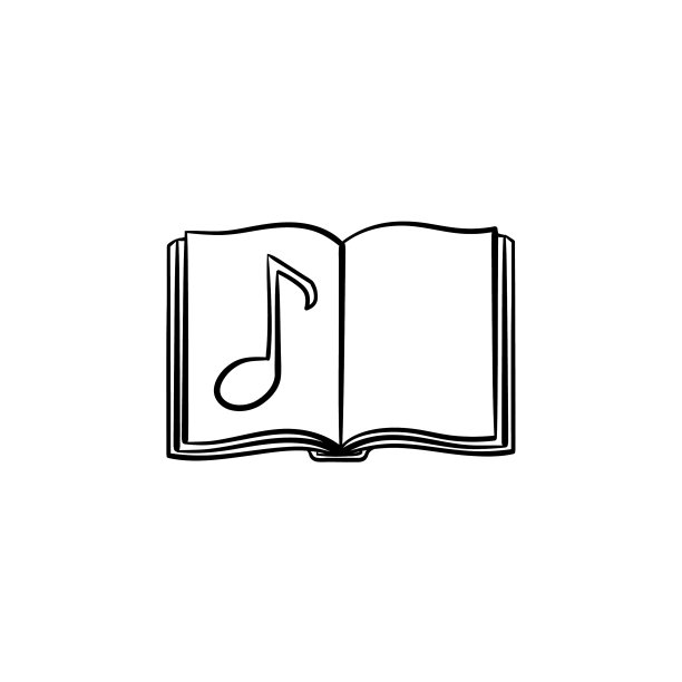 带手绘草图音符的音乐书图标图片下载