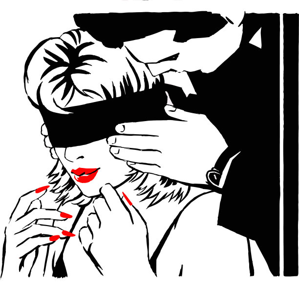 戴眼圈的男人和女人非常惊讶图片下载