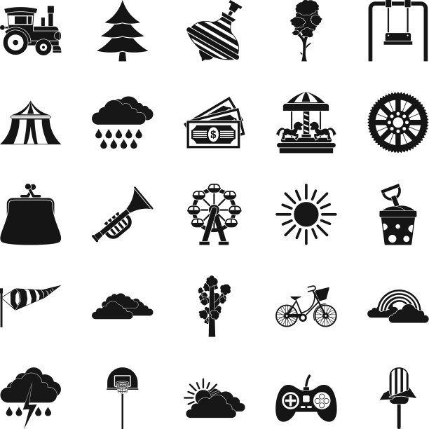 儿童游乐园图标设置简单风格图片下载