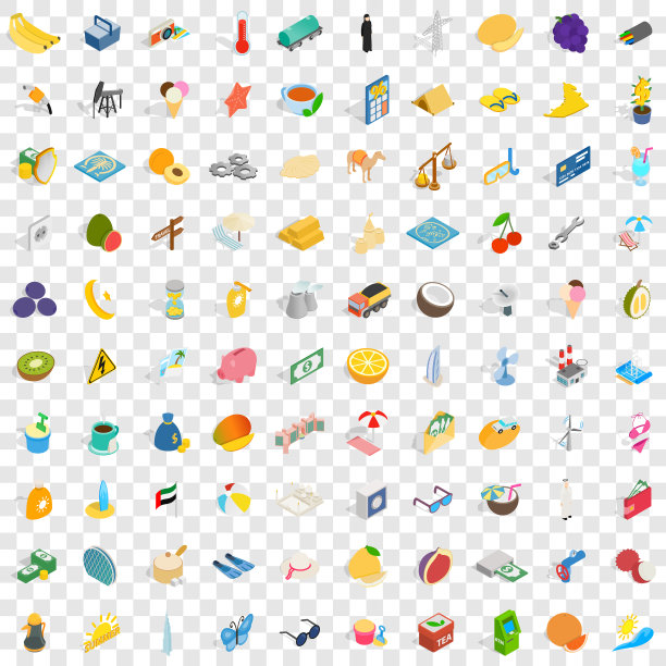 100阿联酋图标设置等距3d风格图片下载