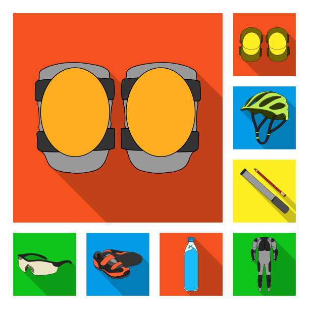 自行车装备平面图标在集合收集图片下载