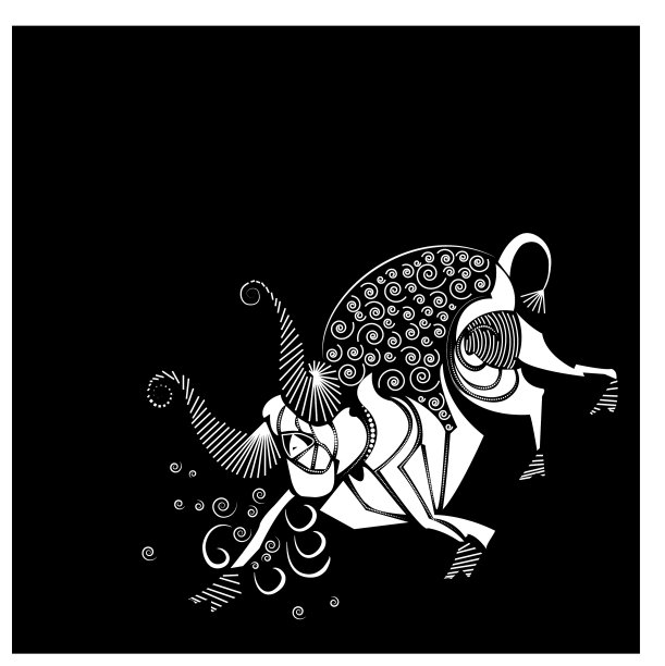 抽象的公牛在黑色背景上运动图片下载