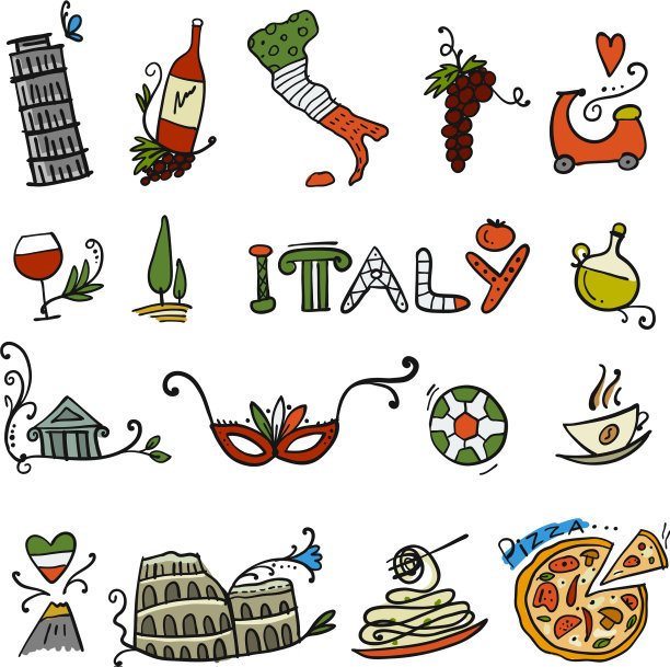 旅行到意大利图标设置为您的设计图片下载