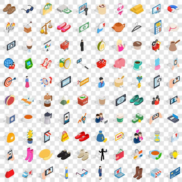 100名女性图标设置等距3d风格图片下载