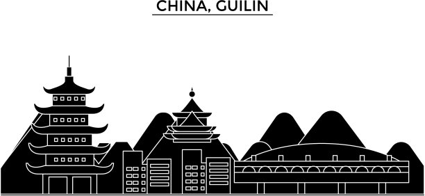 中国桂林建筑与城市天际线图片下载