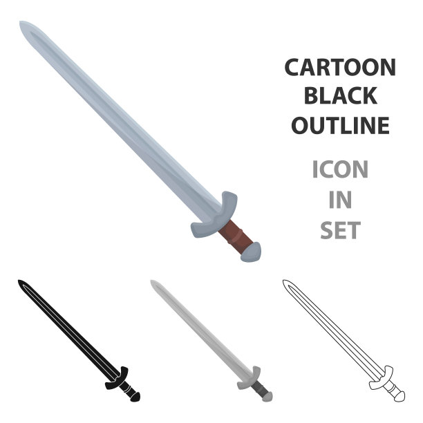 维京剑图标在卡通风格孤立上图片下载