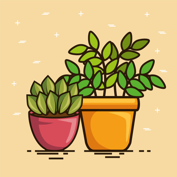 可爱美丽的房子植物卡通图片下载