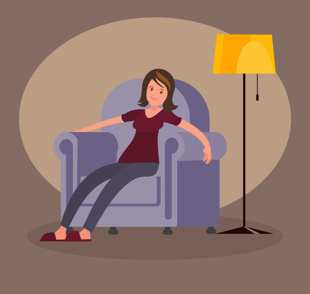 疲惫的女人坐在安乐椅上图片下载