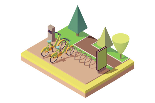 自行车停放在靠近人行道的公园里图片下载