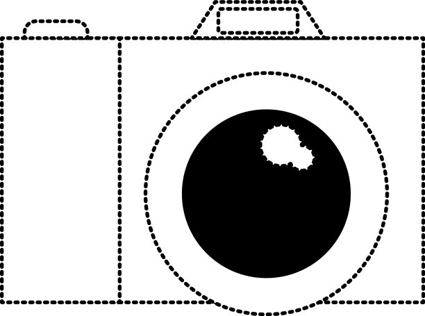 照片相机图标在黑色虚线轮廓图片下载