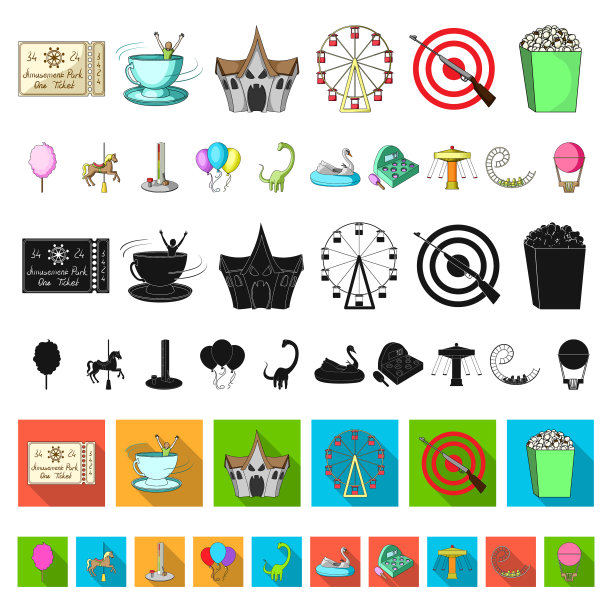 游乐园卡通图标在集合为图片下载