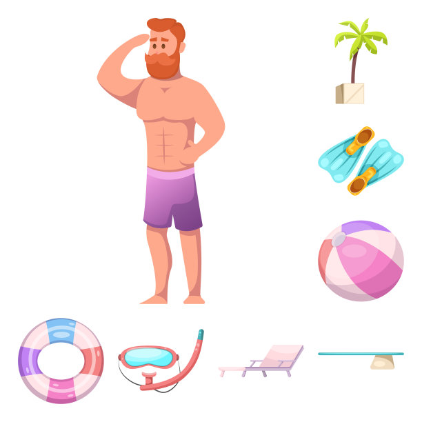 游泳池和游泳标志设置图片下载