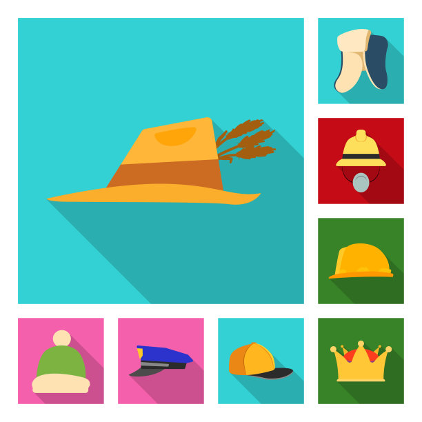 孤立对象的帽子和帽子标志集图片下载